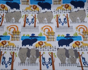 Flannel Fabric - Zoo Animals at the Zoo - By the yard - 100% Cotton Flannel