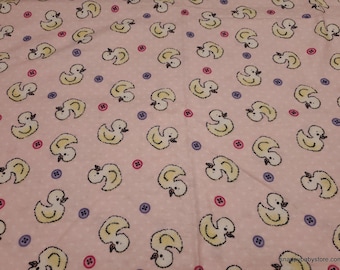 Flannel Fabric - Duckie Pink - By the yard - 100% Cotton Flannel
