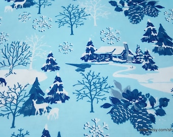 Christmas Flannel Fabric - Icy Winter Wonderland - By the yard - 100% Cotton Flannel