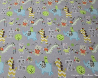 Flannel Fabric - Play Time Friends - By the yard - 100% Cotton Flannel