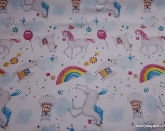 Flannel Fabric - Unicorns and Llama Party - By the yard - 100% Cotton Flannel