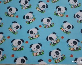 Premium Flannel Fabric - Puppies on Blue 2-Ply Premium - By the yard - 100% Cotton Flannel