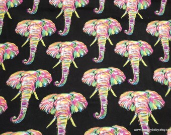 Flannel Fabric - Bright Elephant - By the yard - 100% Cotton Flannel