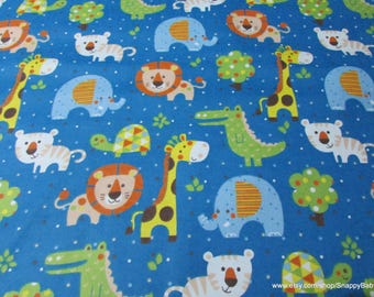 Remnant Flannel Fabric - Baby Jungle Friends - Choose your Size - 100% Cotton Flannel
