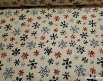 Christmas Premium Flannel Fabric - Jingle Bell Crossroads Multi Snowflake Cream Premium - By the yard - 100% Premium Cotton Flannel