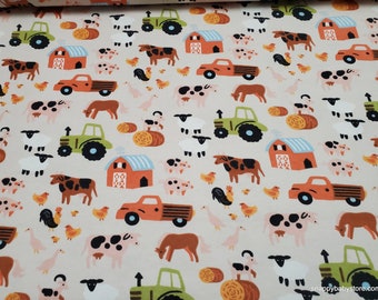 Flannel Fabric - Farm Icons - By the yard - 100% Cotton Flannel