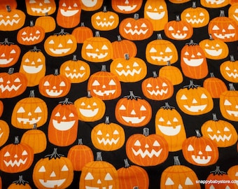 Remnant Flannel Fabric - Jack O Lantern Glow in the Dark - Choose your Size - 100% Cotton Flannel