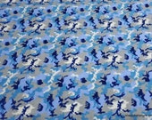 Flannel Fabric - Camo Blue Gray - By the yard - 100% Cotton Flannel