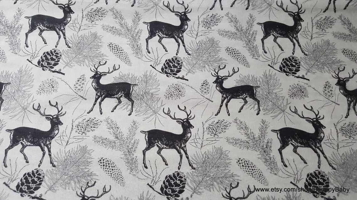 Flannel Fabric Deer Gray by the Yard 100 Cotton Flannel Etsy Australia