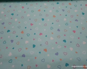 Flannel Fabric - Hearts Mint Premium - By the yard - 100% Premium Cotton Flannel
