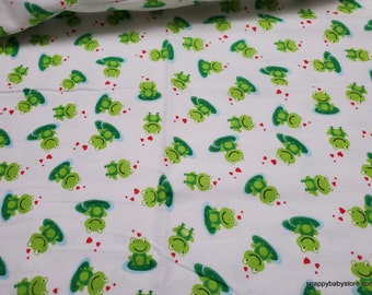 Flannel Fabric - Frog Lilypads - By the Yard - 100% Cotton Flannel
