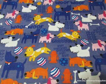 Flannel Fabric - Sniff Yip Grr Dogs - By the Yard - 100% Cotton Flannel