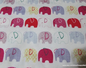 Flannel Fabric - Elephants in Line - By the yard - 100% Cotton Flannel