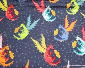 Flannel Fabric - Fire Breathing Dragons - By the yard - 100% Cotton Flannel