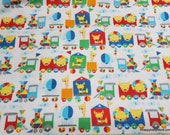 Flannel Fabric - Jungle Choo Choo White - By the yard - 100% Cotton Flannel