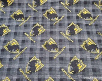 Character Flannel Fabric - Harry Potter Hufflepuff Plaid Patch - By the yard - 100% Cotton Flannel