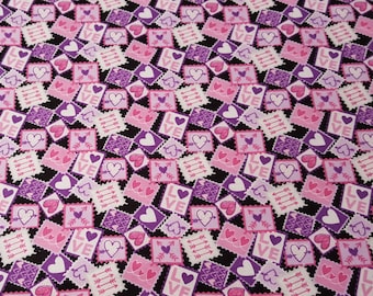 Flannel Fabric - Love Notes - By the yard - 100% Cotton Flannel