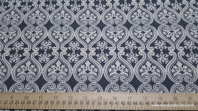 Flannel Fabric Damask Grey By the yard 100% Cotton Flannel image 2