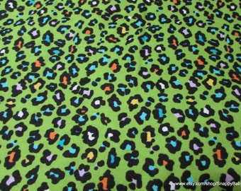 Flannel Fabric - Green Cheetah - By the yard - 100% Cotton Flannel