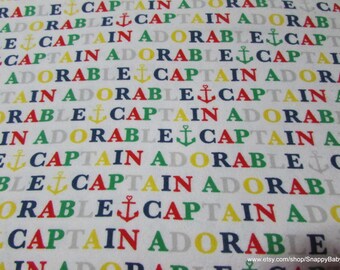 Flannel Fabric - Captain Adorable Words - By the yard - 100% Cotton Flannel