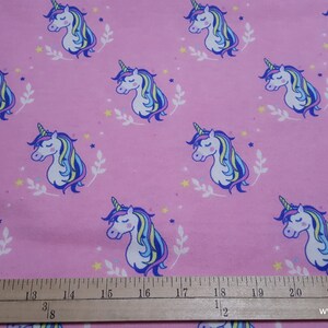 Flannel Fabric Unicorns Pink By the yard 100% Cotton Flannel image 2