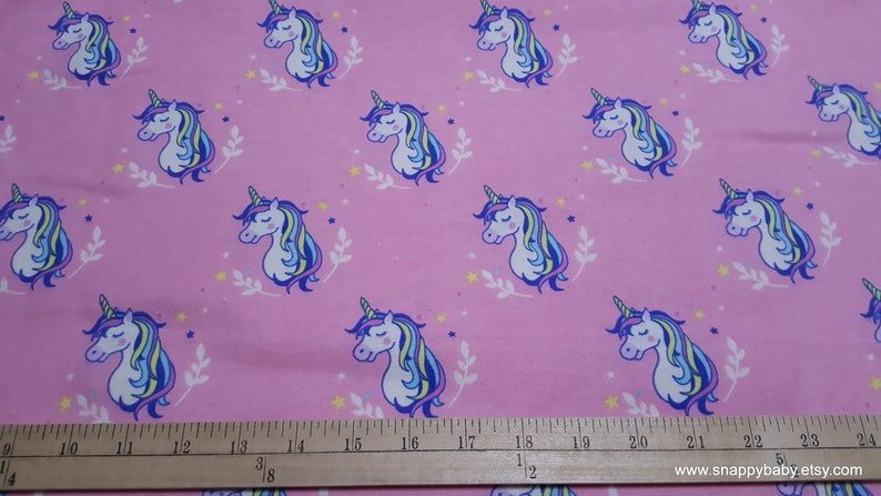 Flannel Fabric Unicorns Pink By the yard 100% Cotton Flannel image 2