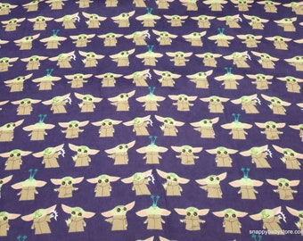 Character Flannel Fabric - Star Wars Mandalorian Child Toss - By the yard - 100% Cotton Flannel