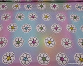 Flannel Fabric - Happy Daisy - By the yard - 100% Cotton Flannel