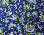 Flannel Fabric - Blue Green Floral - By the yard - 100% Cotton Flannel