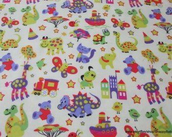 Flannel Fabric - Zoo Cream - By the yard - 100% Cotton Flannel
