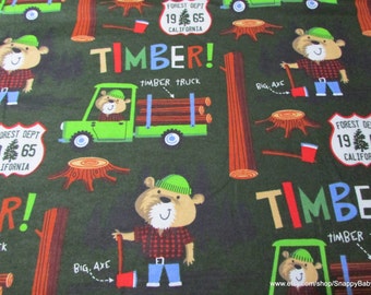 Flannel Fabric  - Lumberjack Bear - By the yard - 100% Cotton Flannel