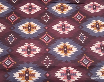 Flannel Fabric - Mauve Aztec - By the yard - 100% Cotton Flannel