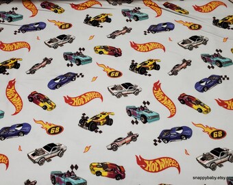 Licensed Flannel Fabric - Hot Wheels Made to Race Gray - By the Yard - 100% Cotton Flannel