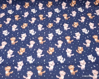 Flannel Fabric - Lunar Wolves Navy - By the Yard - 100% Cotton Flannel