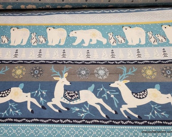 Christmas Flannel Fabric - Winter Animal Fair Isle - By the yard - 100% Cotton Flannel