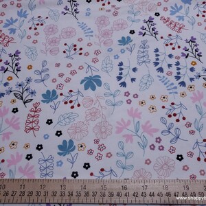 Flannel Fabric Bear and Friends Wildflowers on White By the Yard 100% Cotton Flannel image 2