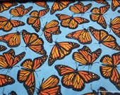 Flannel Fabric - Monarchs Butterfly - By the Yard - 100% Cotton Flannel