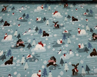 Christmas Premium Flannel Fabric - Northern Lights Main Turquoise Premium - By the yard - 100% Premium Cotton Flannel