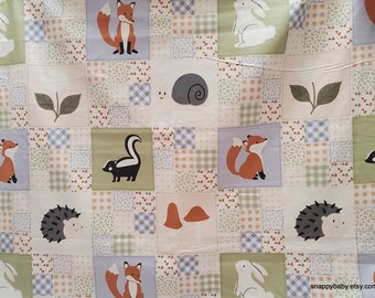 Flannel Fabric - Baby Forest Animals Patchwork - By the yard - 100% Cotton Flannel