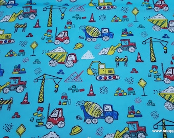 Flannel Fabric - Road Work Vehicles - By the yard - 100% Cotton Flannel