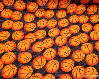 Flannel Fabric - Slam Dunk Basketballs - By the yard - 100% Cotton Flannel