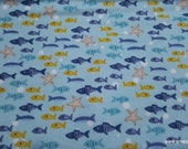 Flannel Fabric - George Fishes - By the yard - 100% Cotton Flannel