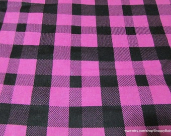 Flannel Fabric - Raspberry Rose Check - By the yard - 100% Cotton Flannel