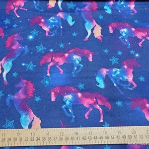 Flannel Fabric Magic Unicorns in Space By the yard 100% Cotton Flannel image 2