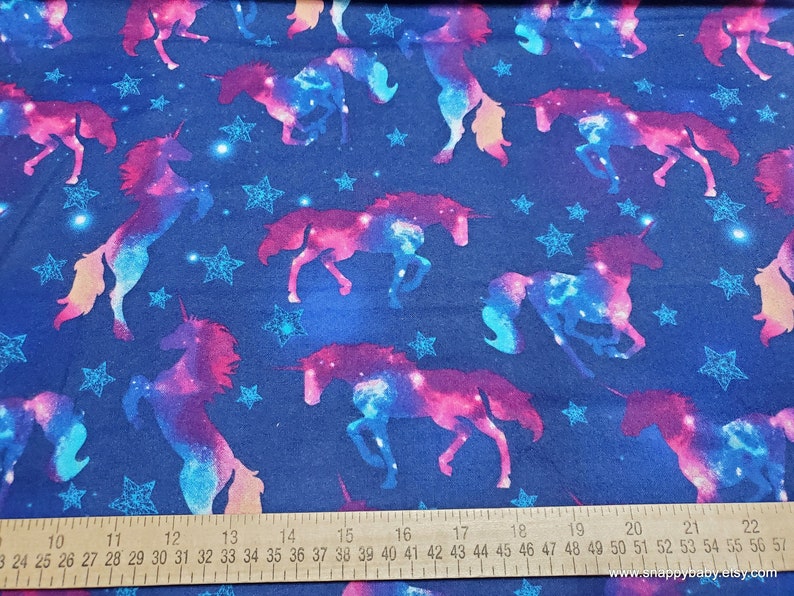 Flannel Fabric Magic Unicorns in Space By the yard 100% Cotton Flannel image 2