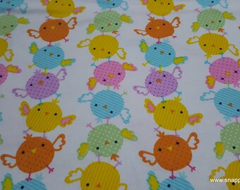 Flannel Fabric - Chicks Multi Color - By the yard - 100% Cotton Flannel