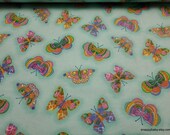 Flannel Fabric - Multi Colorful Butterflies - By the yard - 100% Cotton Flannel