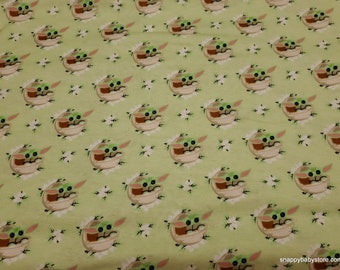 Character Flannel Fabric - Star Wars Mandalorian Child Floral - By the yard - 100% Cotton Flannel