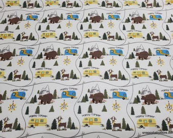 Remnant Flannel Fabric - Camping Words Wilderness - Choose your Size - 100% Cotton Flannel