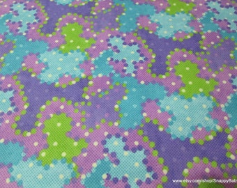 Flannel Fabric - Camo Dots Purple Blue Green - By the yard - 100% Cotton Flannel